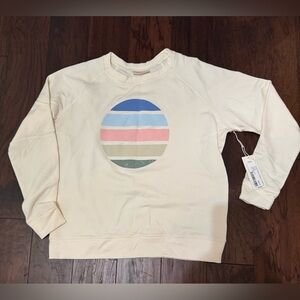 78 & Sunny Cozy & Casual Graphic Sweatshirt Size L Cream made in the USA NWT